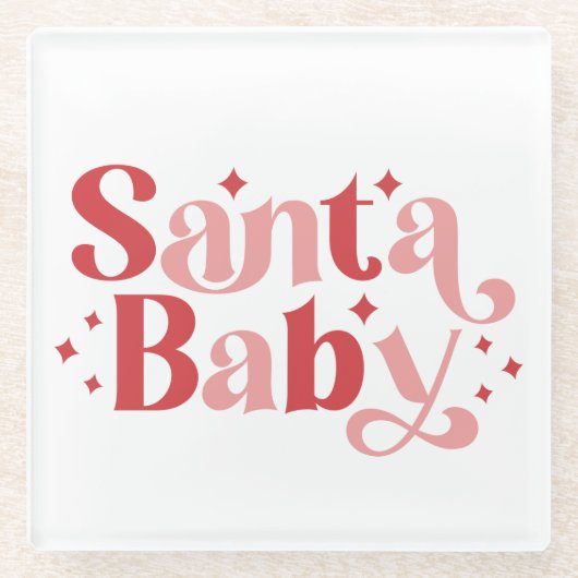 Santa Baby - Retro kersttypografie Glazen Onderzetter (Voorkant)