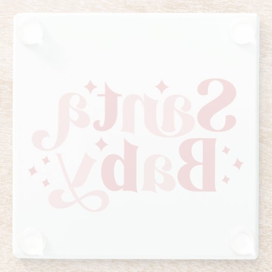 Santa Baby - Retro kersttypografie Glazen Onderzetter (Achterkant)
