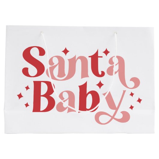 Santa Baby - Retro kersttypografie Groot Cadeauzakje (Achterkant)