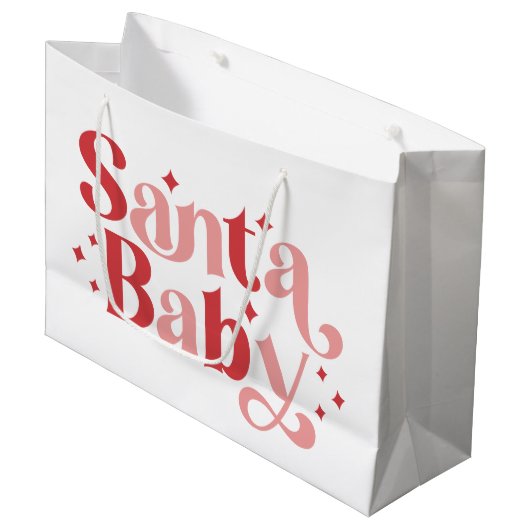 Santa Baby - Retro kersttypografie Groot Cadeauzakje (Voorkant Gekanteld)