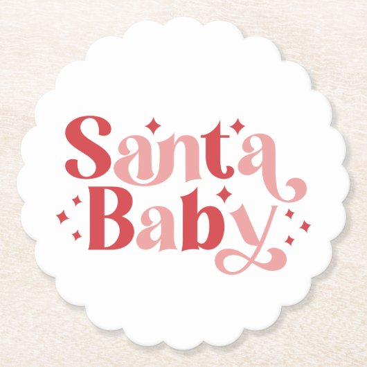 Santa Baby - Retro kersttypografie Kartonnen Onderzetters (Voorkant)