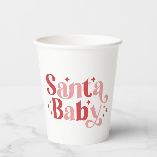 Santa Baby - Retro kersttypografie Papieren Bekers (Voorkant)