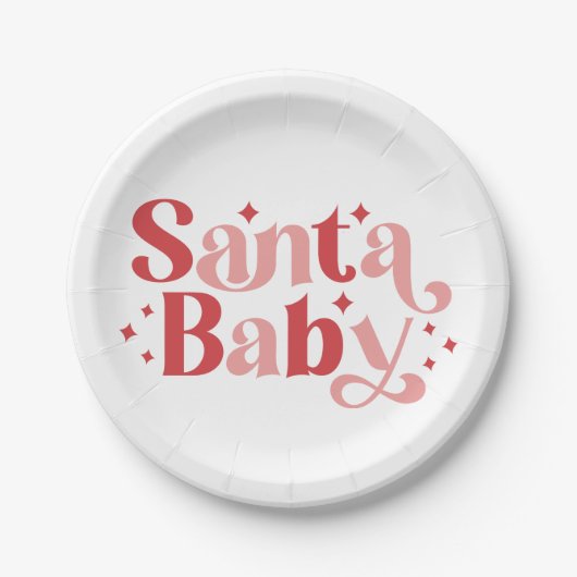 Santa Baby - Retro kersttypografie Papieren Bordje (Voorkant)
