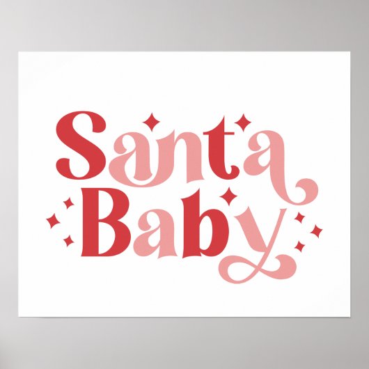 Santa Baby - Retro kersttypografie Poster (Voorkant)