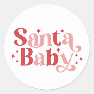Santa Baby - Retro kersttypografie Ronde Sticker