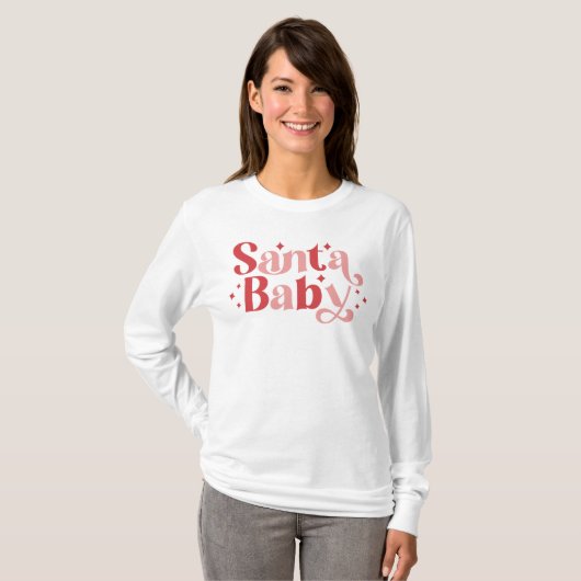 Santa Baby - Retro kersttypografie T-shirt (Voorkant volledig)