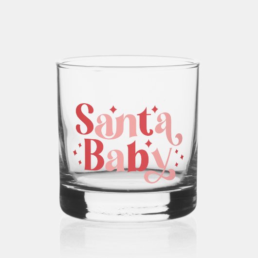 Santa Baby - Retro kersttypografie Whisky Glas (Voorkant)