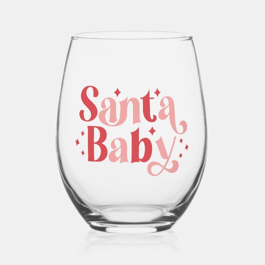 Santa Baby - Retro kersttypografie Wijnglas Zonder Voet (Voorkant)
