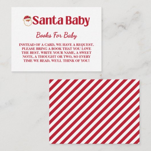 Santa Baby rood en groen Baby shower Informatiekaartje (Voorkant / Achterkant)