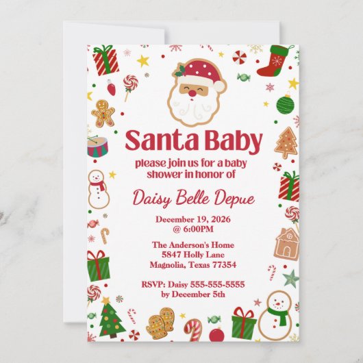 Santa Baby rood en groen Baby shower Kaart (Voorkant)