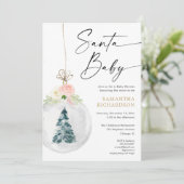 Santa Baby Roze gouden kerstboom baby shower Kaart (Staand voorkant)