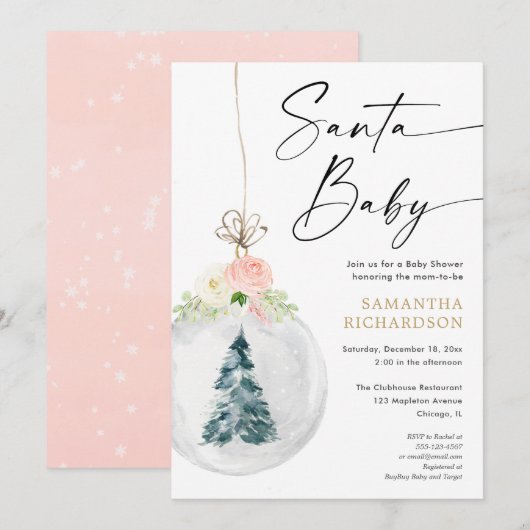 Santa Baby Roze gouden kerstboom baby shower Kaart (Voorkant / Achterkant)