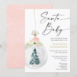 Santa Baby Roze gouden kerstboom baby shower Kaart