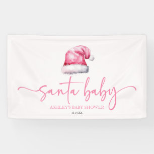 Santa Baby Roze Hoed Kerstvakantie Baby Shower Spandoek