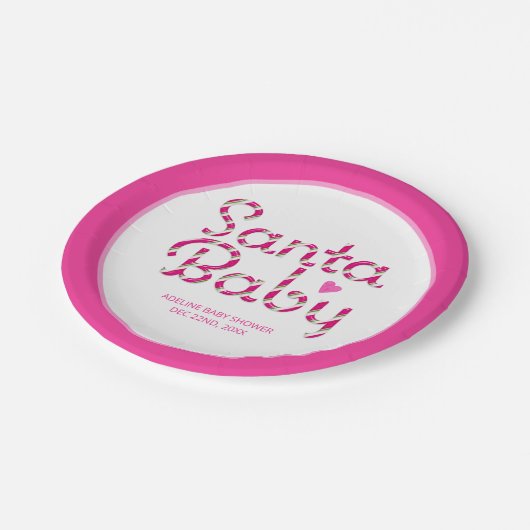 Santa Baby Roze Kerst Baby shower Papieren Borden Papieren Bordje (Gekanteld)