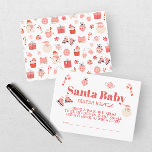 Santa Baby Roze Roze Baby Shower Luier Raffle Informatiekaartje