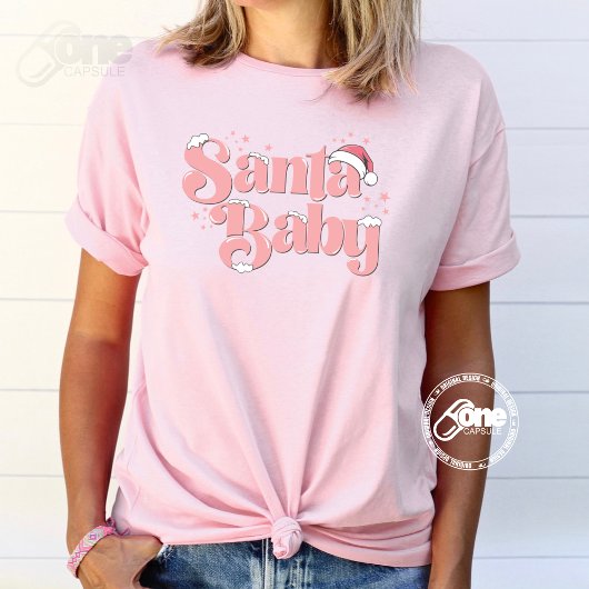 Santa Baby Roze Schattige Kerstmis T-shirt