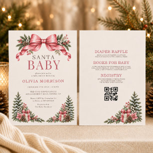Santa Baby Roze Strik Baby Borrel Kaart
