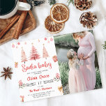 Santa Baby Roze Winter Tree Christmas Baby shower Kaart<br><div class="desc">Santa Baby Pink Winter Tree Christmas Baby shower Uitnodiging</div>