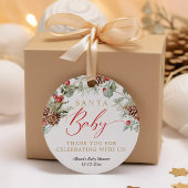 Santa Baby Rustic Winter Greenery baby shower Bedankjes Labels