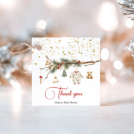 Santa Baby Rustic Winter Greenery baby shower Bedankjes Labels