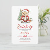 Santa Baby Schattige Beer Baby shower Kaart (Staand voorkant)