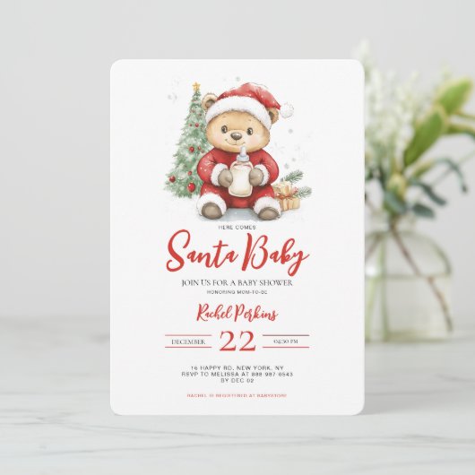 Santa Baby Schattige Beer Baby shower Kaart