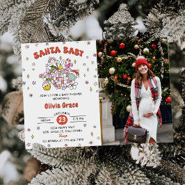 Santa Baby Schattige Groovy Ball Baby shower Foto Kaart