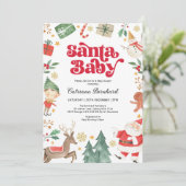 Santa Baby - Schattige Kerstwinter Baby shower Kaart (Staand voorkant)