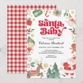 Santa Baby - Schattige Kerstwinter Baby shower Kaart (Voorkant / Achterkant)