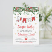 Santa Baby Schattigee Gouden Sneeuwvlokken Winter Kaart (Staand voorkant)