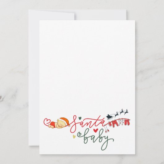 Santa Baby Script Winter Christmas Baby shower Kaart (Achterkant)
