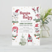 Santa Baby shower Animals Winter Kaart (Staand voorkant)