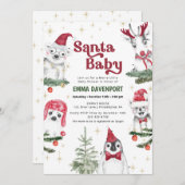 Santa Baby shower Animals Winter Kaart (Voorkant / Achterkant)