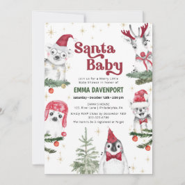 Santa Baby shower Animals Winter Kaart