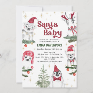 Santa Baby shower Animals Winter Kaart