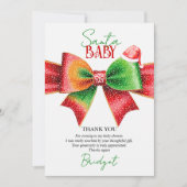 Santa Baby shower bow and Santa hat Christmas Bedankkaart (Voorkant)