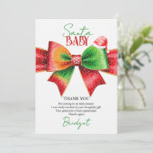 Santa Baby shower bow and Santa hat Christmas Bedankkaart (Staand voorkant)