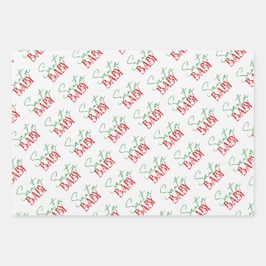 Santa Baby shower bow and Santa hat Christmas Inpakpapier Vel (Voorkant)