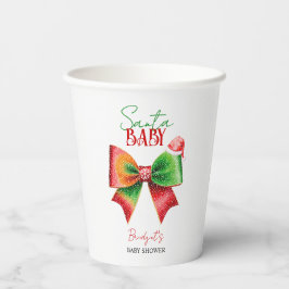 Santa Baby shower bow and Santa hat Christmas Papieren Bekers