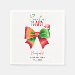 Santa Baby shower bow and Santa hat Christmas Servet