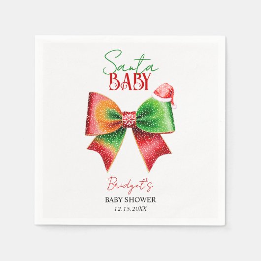 Santa Baby shower bow and Santa hat Christmas Servet (Voorkant)