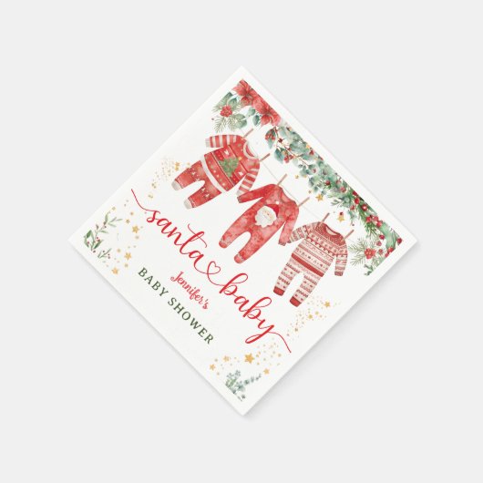 Santa Baby Shower Christmas Boy Paper Napkin Servet (Hoek)