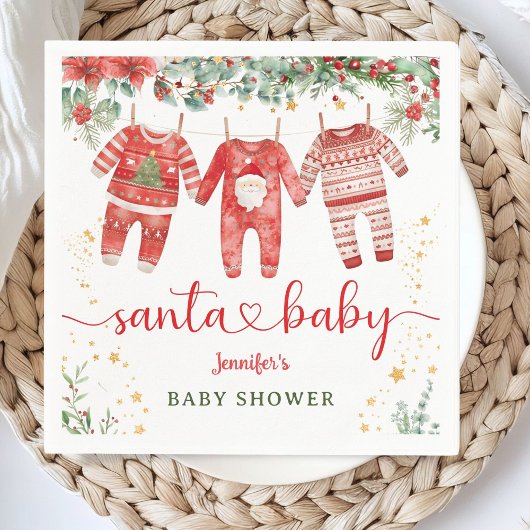 Santa Baby Shower Christmas Boy Paper Napkin Servet