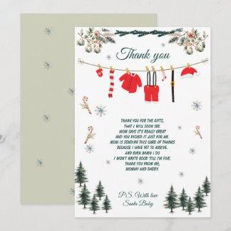 Santa Baby Shower Christmas Theme Thank You Card Kaart
