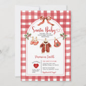 Santa Baby Shower Clothesline Ribbon Gingham Kaart (Voorkant)