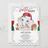 Santa Baby shower Cute Holiday Elephant Chevron Kaart (Voorkant)