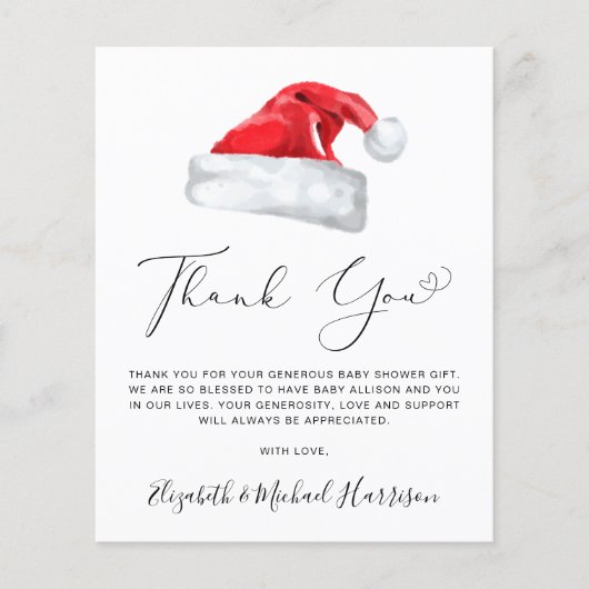 Santa Baby shower Dank u kaart (Voorkant)