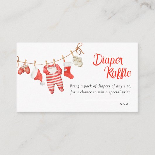 Santa Baby Shower Diaper Raffle Informatiekaartje (Voorkant)