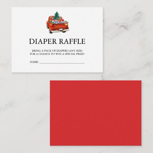 Santa Baby shower Diaper Raffle Kerstmis Informatiekaartje (Voorkant / Achterkant)